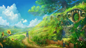 Enchanted_ Hillside_ Hobbit_ Home Wallpaper