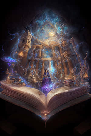 Enchanted Library Spellcasting Wallpaper