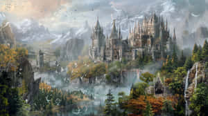 Enchanted_ Medieval_ Castle_ Valley Wallpaper