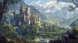 Enchanted_ Mountain_ Castle_ Landscape Wallpaper