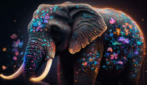 Enchanted Neon Elephant Wallpaper