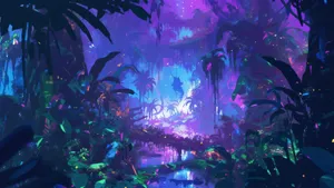Enchanted_ Neon_ Jungle Wallpaper