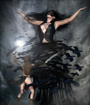 Enchanted Night - Epic Sorcerer In A Magical Swords & Sorcery Scene Wallpaper