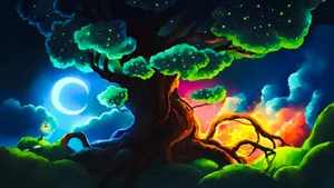 Enchanted_ Night_ Tree Wallpaper