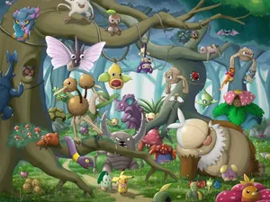 Enchanted Pokemon Forest Gathering Wallpaper