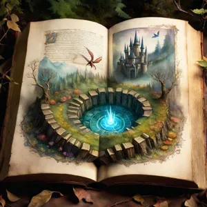 Enchanted_ Spellbook_with_ Magical_ Worlds Wallpaper