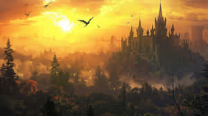 Enchanted_ Sunset_ Castle Wallpaper