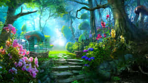 Enchanted Twilight In Fantasy Garden Wallpaper