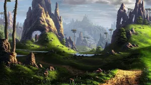 Enchanted_ Valley_ Fantasy_ Landscape Wallpaper