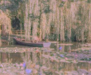 Enchanted_ Willow_ Lake_ Canoe Wallpaper