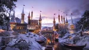 Enchanted_ Winter_ Castle_4 K Wallpaper