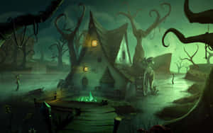 Enchanted_ Witch_ Cottage_ Nighttime Wallpaper