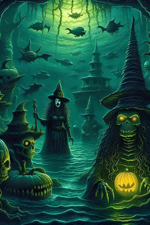 Enchanted_ Witches_ Gathering_ Green_ Hues.jpg Wallpaper