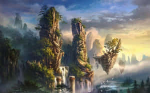 Enchanting 3d Fantasy World With Majestic Castle And Magical Creatures Wallpaper