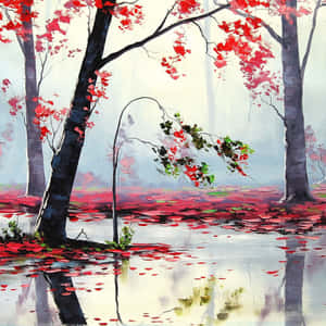 Enchanting And Vibrant Nature Painting Wallpaper