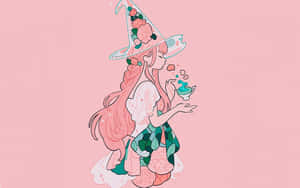 Enchanting Beauty Of Two Pastel-colored Witches Wallpaper
