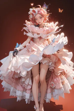 Enchanting Butterfly Ballgown Wallpaper