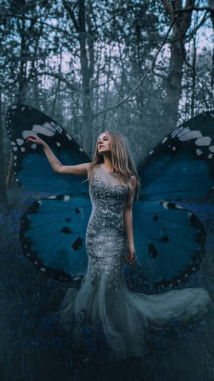Enchanting Butterfly Dress Forest Wallpaper