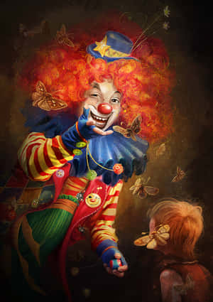 Enchanting_ Clown_with_ Butterflies Wallpaper