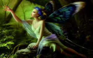 Enchanting Cute Fairy In Magical Forest Wallpaper