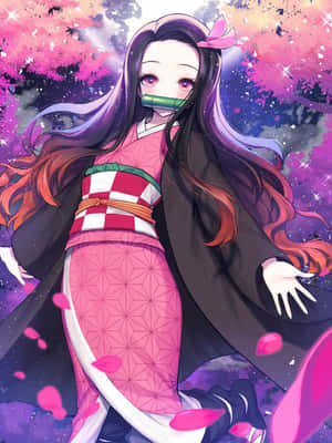 Enchanting Cute Nezuko Anime Low Angle Shot Wallpaper