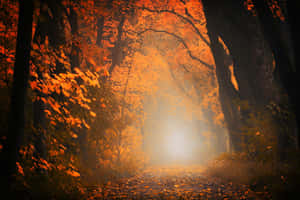 Enchanting Fall Mist In A Serene Forest Wallpaper