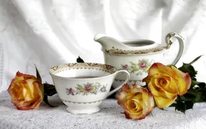 Enchanting Floral Tea Wallpaper