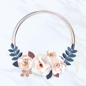 Enchanting Floral Wreath On A Solid Background Wallpaper