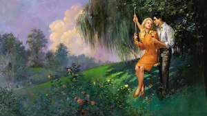 Enchanting Forest Landscape Painting Wallpaper