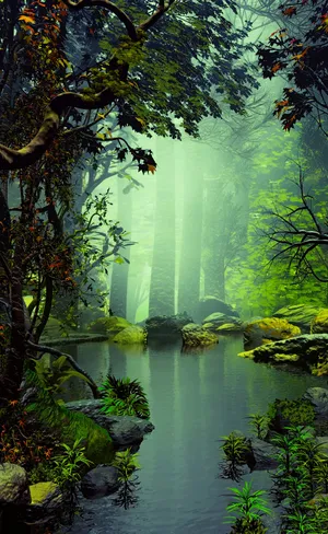 Enchanting Forest Nature Android Hd Wallpaper