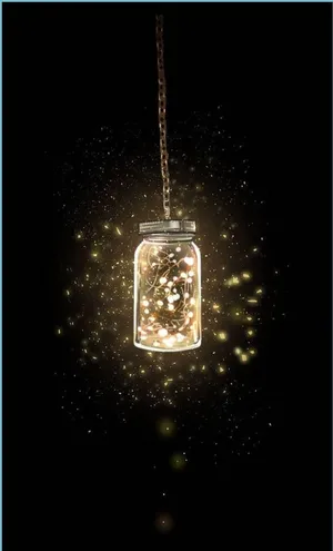 Enchanting Glow In Darkness - Fairy Lights In A Jar Wallpaper