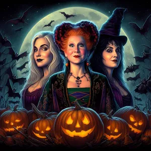 Enchanting Hocus Pocus Witches Illustration Wallpaper