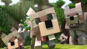 Enchanting Minecraft Wolf In Its Majestic Habitat Wallpaper