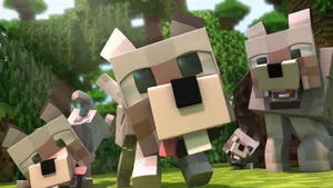Enchanting Minecraft Wolf In Its Majestic Habitat Wallpaper