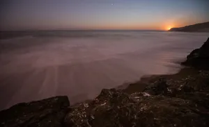 Enchanting Moonset Over Dark Horizon Wallpaper