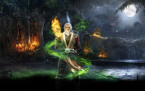 Enchanting Sorcerer Casting A Powerful Spell Wallpaper