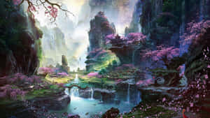 Enchanting Twilight In Fantasy Gardens Wallpaper