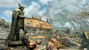 Enchanting View Of Whiterun With Ancient Buildings Amidst A Picturesque Landscape In Skyrim. Wallpaper