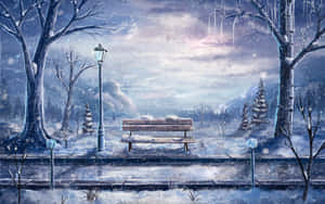 Enchanting Winter Landscape Painting Wallpaper