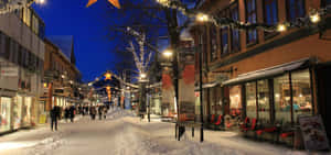 Enchanting Winter Scene In Lillehammer, Norway Wallpaper