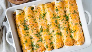 Enchiladas Baked On White Tray Wallpaper