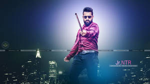 Energetic Star Jr Ntr Lighting Up The City Nights Wallpaper