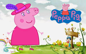 Engaging Fun With The Stylish Mummy Pig On A Peppa Pig Tablet Wallpaper