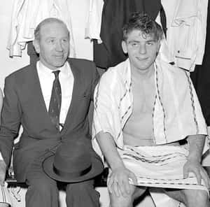 English Footballer Duncan Edwards With Matt Busby In March 1957 Wallpaper