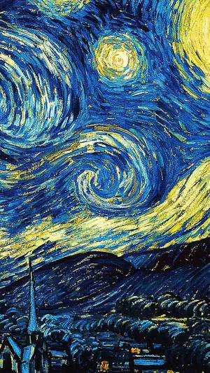 Enhanced Starry Night Painting Portrait Wallpaper