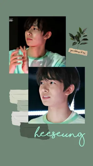 Enhypen Heeseung Green Aesthetic Collage Wallpaper