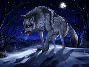 Enigmatic 3d Wolf In Watery Landscape Wallpaper
