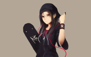 Enigmatic Anime Girl In Hoodie Wallpaper