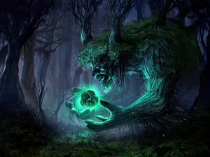 Enigmatic Dark Magic Forest Wallpaper