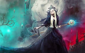 Enigmatic Dark Witch At Midnight Wallpaper